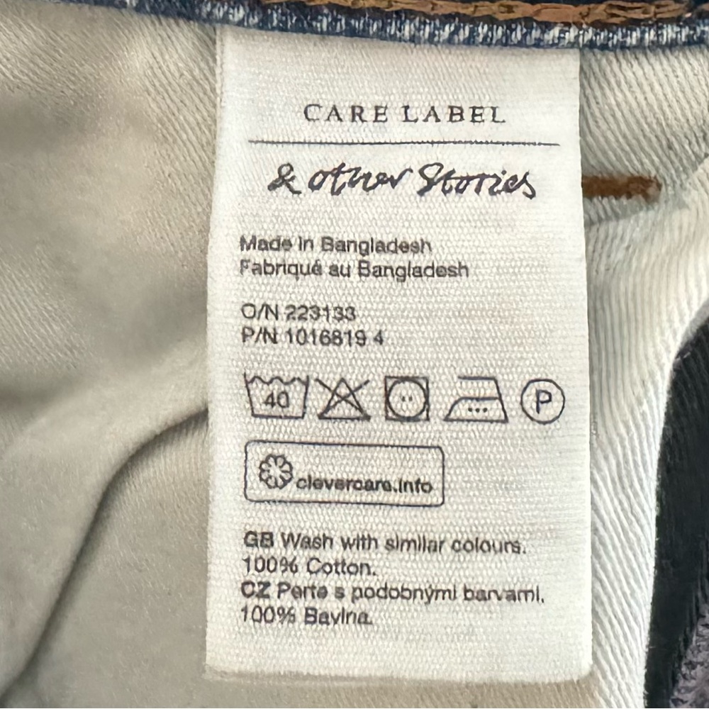 & Other Stories Wide Leg Jeans Denim High Rise Raw Hem Casual Minimalist Blue - Picture 11 of 13